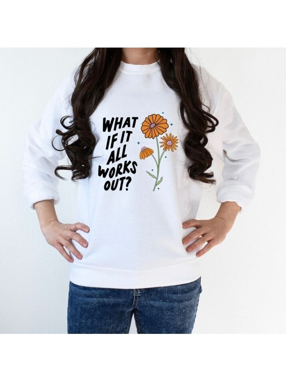 What if it all works out mental health crewneck sweatshirt oversized large - Picture 4 of 11